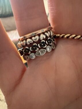 Pandora Multi-Band Silver and Rose Gold Stackable 4 Rings